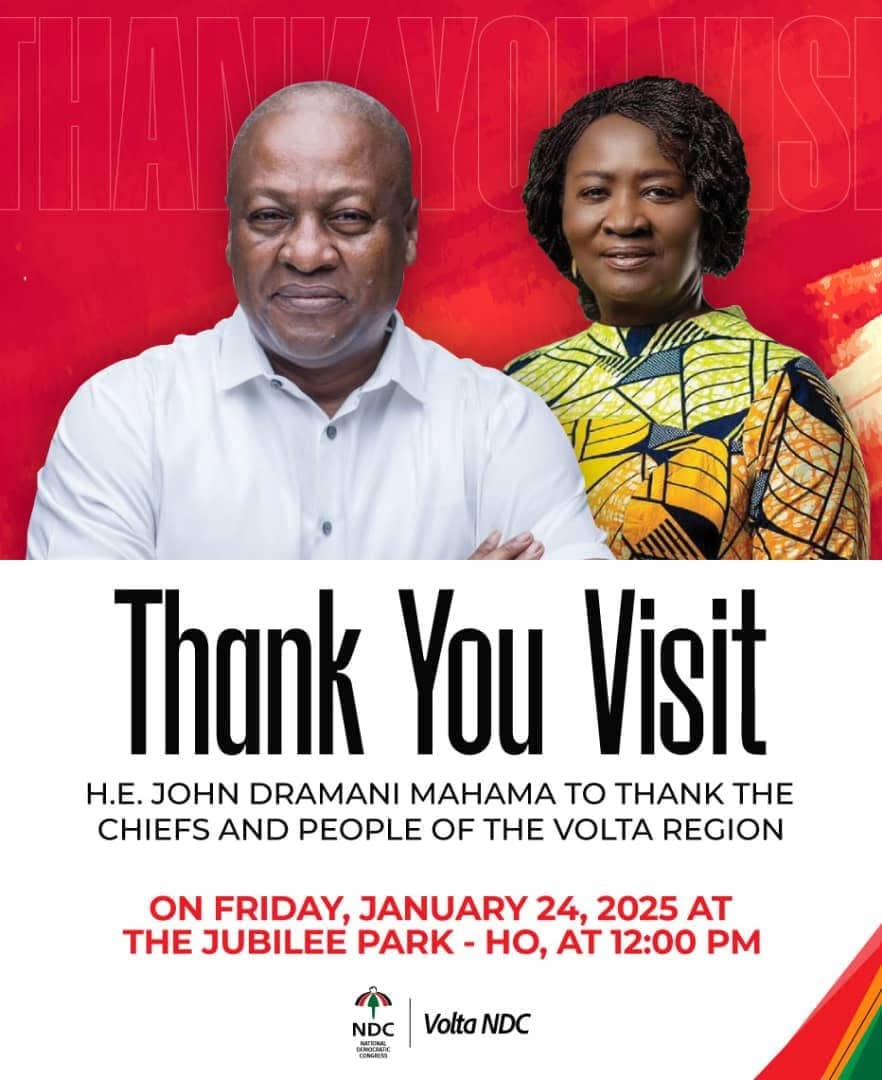 President Mahama to launch nationwide ‘thank you tour’ starting in Volta Region