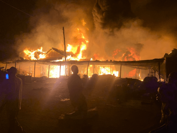 Fire destroys hundreds of shops in Techiman Central Market, traders left in despair