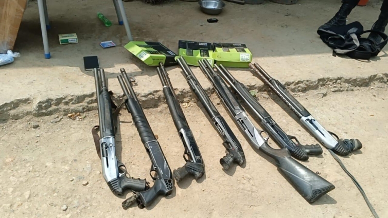 Weapons seized in massive galamsey sites raid at Ahanta West